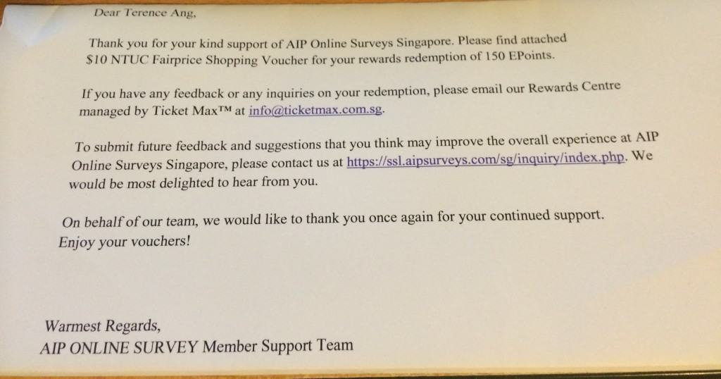 AIP Online Surveys Payment Proof