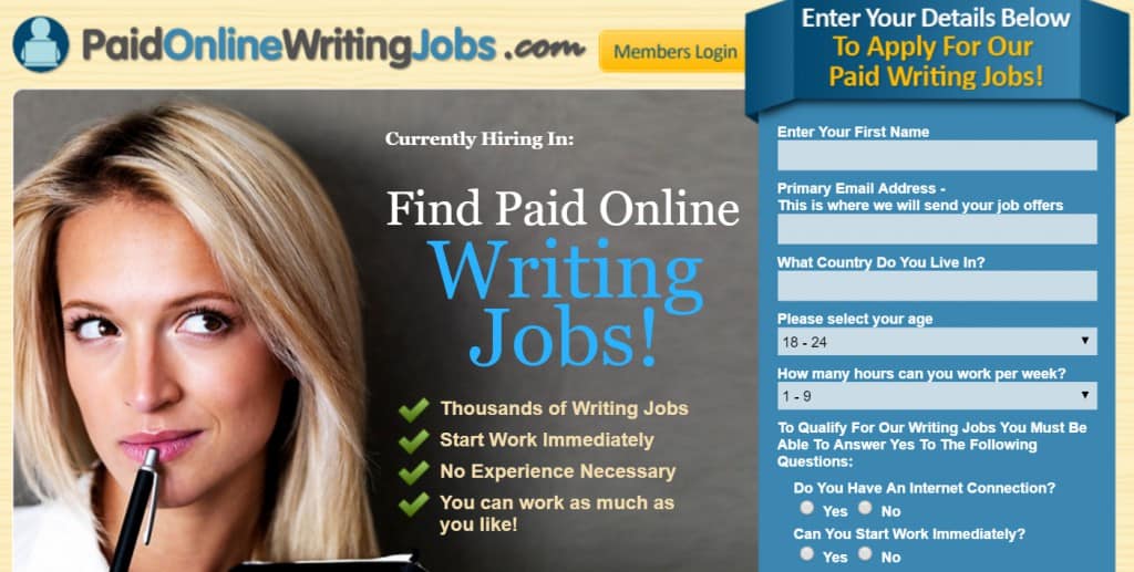 Paid Online Writings Jobs Front page