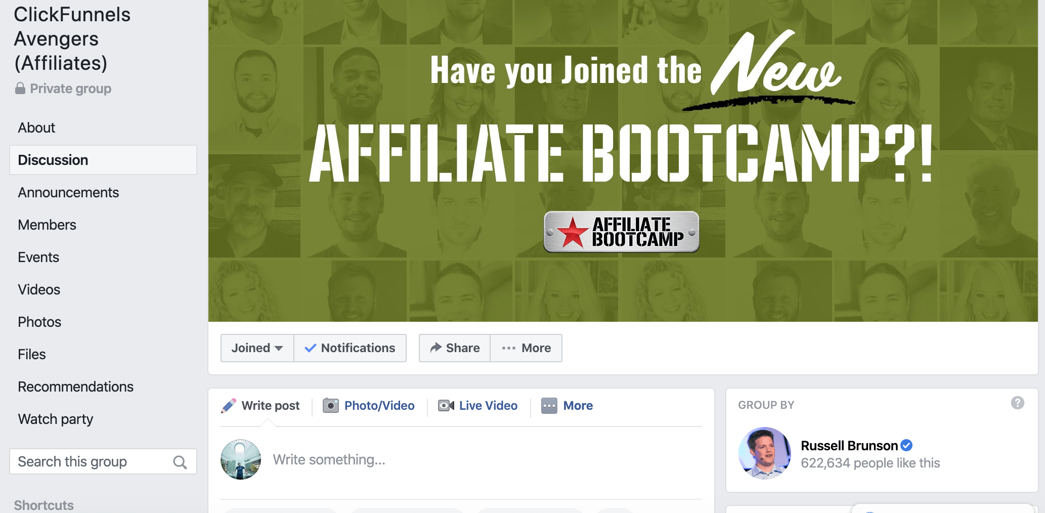 Clickfunnels Affiliate Bootcamp Facebook Page New