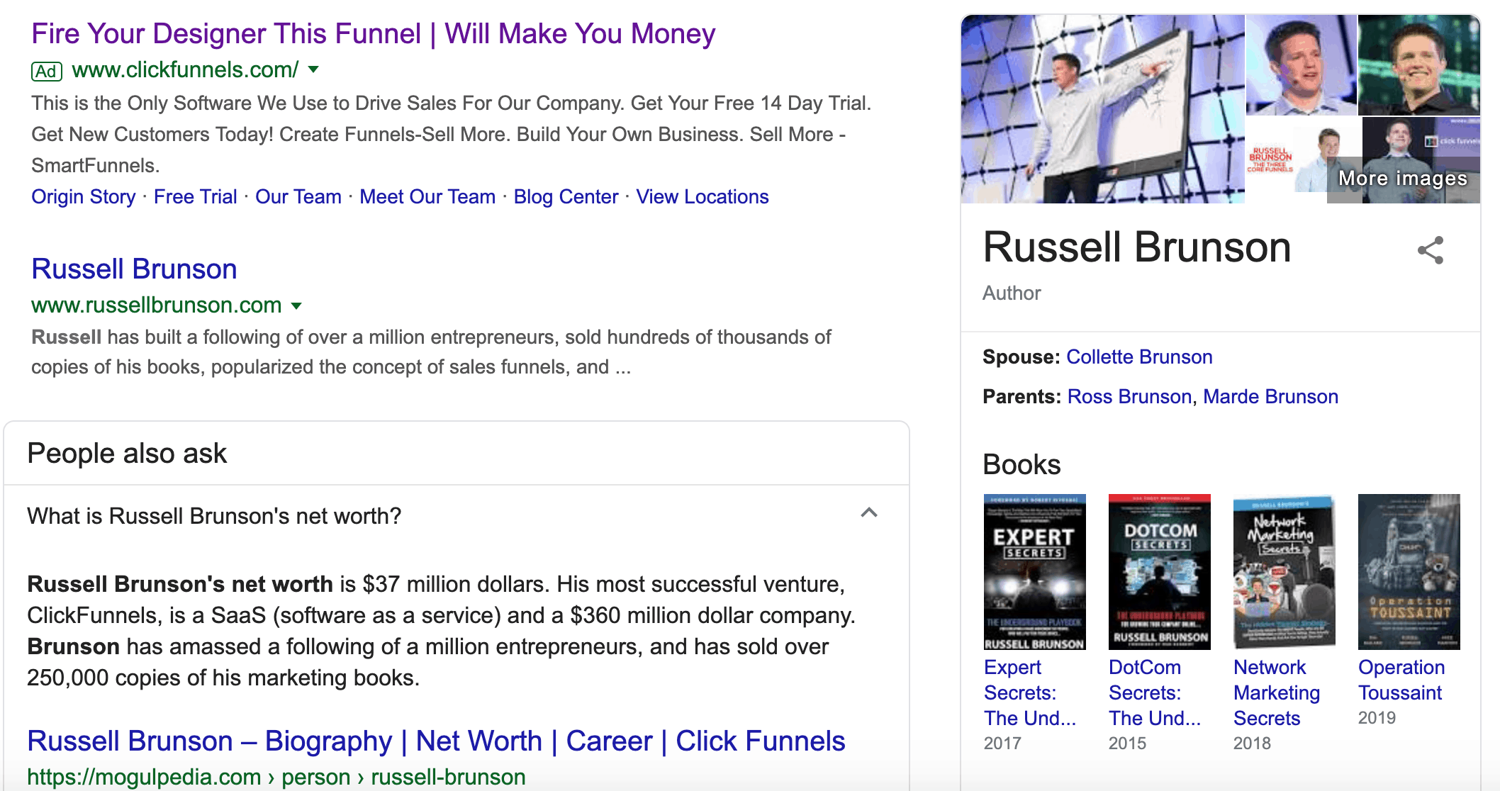 Google Search Russell Brunson